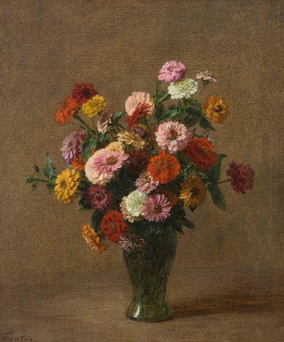 Zinnien von Ignace Henri Jean Fantin Latour